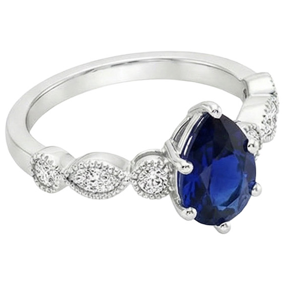 natural round sapphire 3ct ring profile view