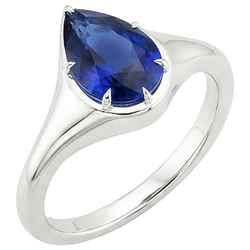 Natural Sapphire Ring 3.50ct - White Gold 14K