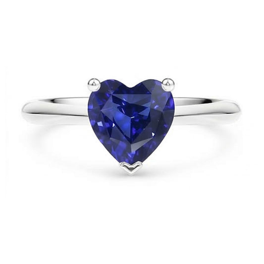 Solitaire Ring White Gold Ceylon Sapphire Heart Shaped 2.50 Carats