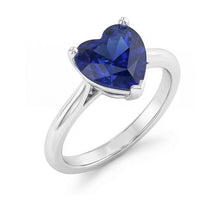 Solitaire Ring White Gold Ceylon Sapphire Heart Shaped 2.50 Carats
