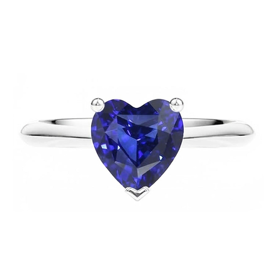 Solitaire Ring White Gold Ceylon Sapphire Heart Shaped 2.50 Carats