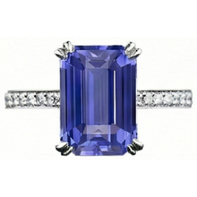 Solitaire Ring With Accents Ceylon Sapphire & Natural Earth Mined Diamonds 3 Carats