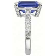 Solitaire Ring With Accents Ceylon Sapphire & Natural Earth Mined Diamonds 3 Carats