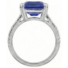 Solitaire Ring With Accents Ceylon Sapphire & Natural Earth Mined Diamonds 3 Carats