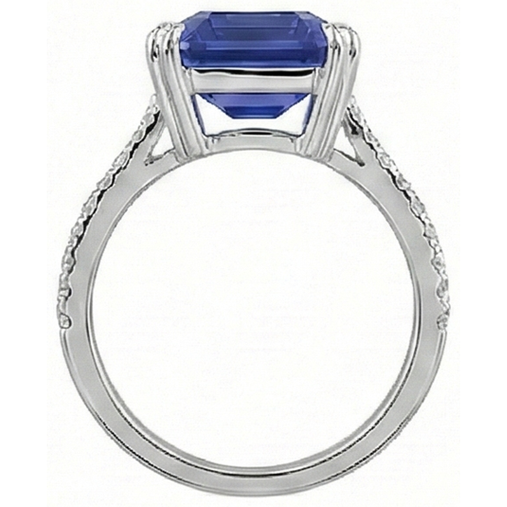 Solitaire Ring With Accents Ceylon Sapphire & Natural Earth Mined Diamonds 3 Carats