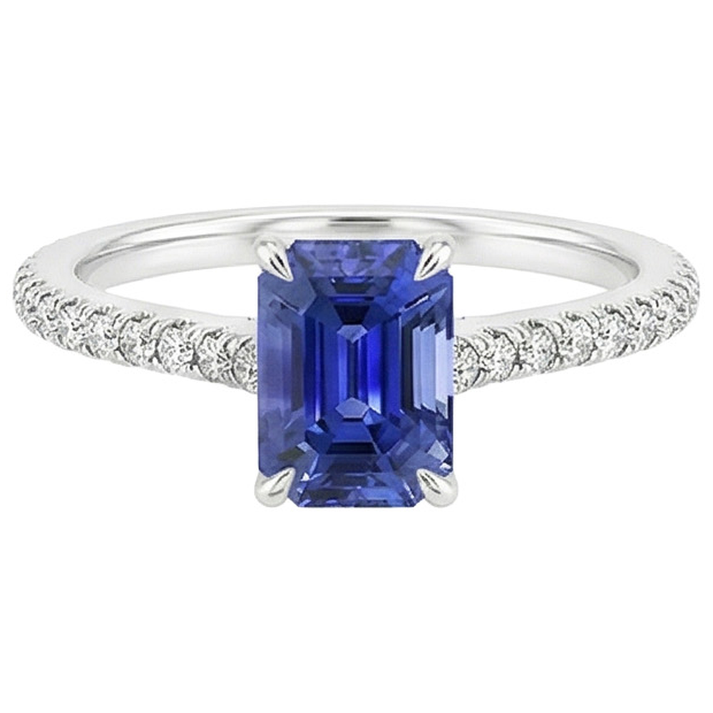 natural emerald sapphire 4ct ring profile view