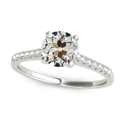 Solitaire Ring With Accents Natural Old Mine Cut Diamond 3 Carats