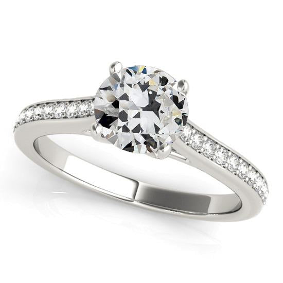 Solitaire Ring With Accents Old Mine Cut Natural Diamond 3.75 Carats
