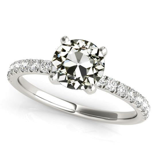 Solitaire Ring With Accents Old Mine Cut Real Natural Earth Mined Diamond 4 Carats Gold