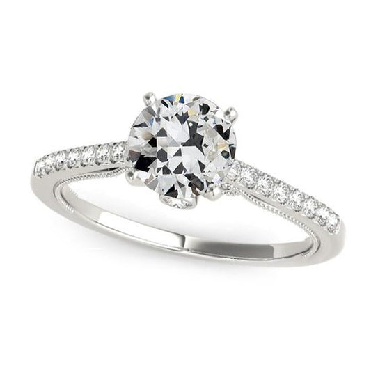 Solitaire Ring With Accents Old Miner Real Diamond 4 Prong Carats