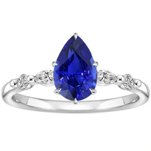 Solitaire Ring With Accents Pear Sri Lankan Sapphire 4.50 Carats