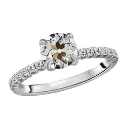 Solitaire Ring With Accents Round Old Cut Natural Diamond 4 Carats