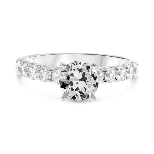 Solitaire Ring With Accents Round Old Mine Cut Real Diamond 6 Carats
