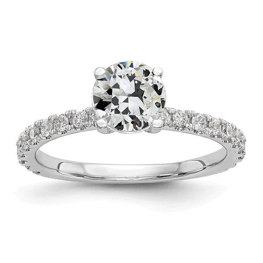 Solitaire Ring With Accents Round Old Miner Real Diamond 3 Carats