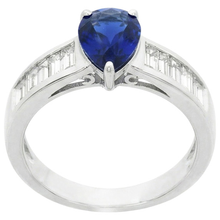 natural pear sapphire 3.50ct ring side angle