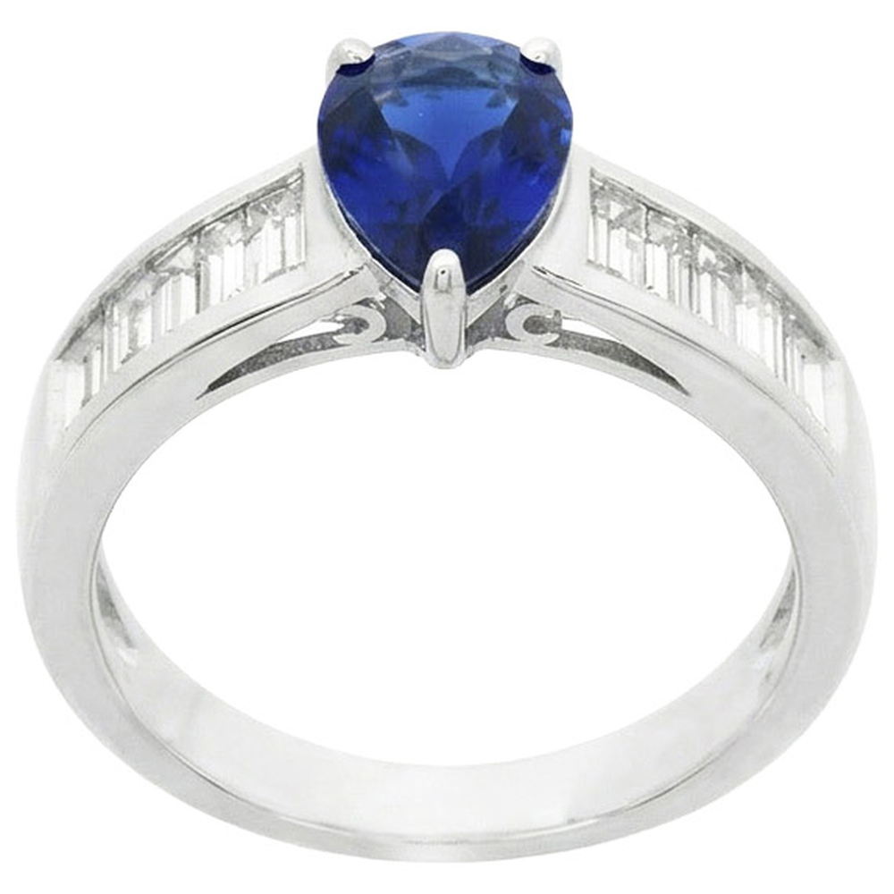 natural pear sapphire 3.50ct ring side angle