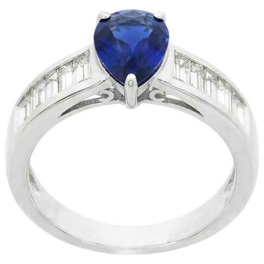 natural pear sapphire 3.50ct ring side angle