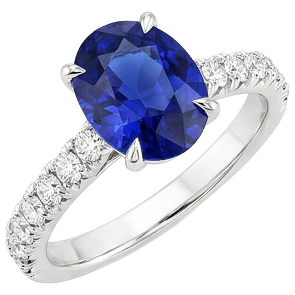 natural round sapphire 4ct ring side angle