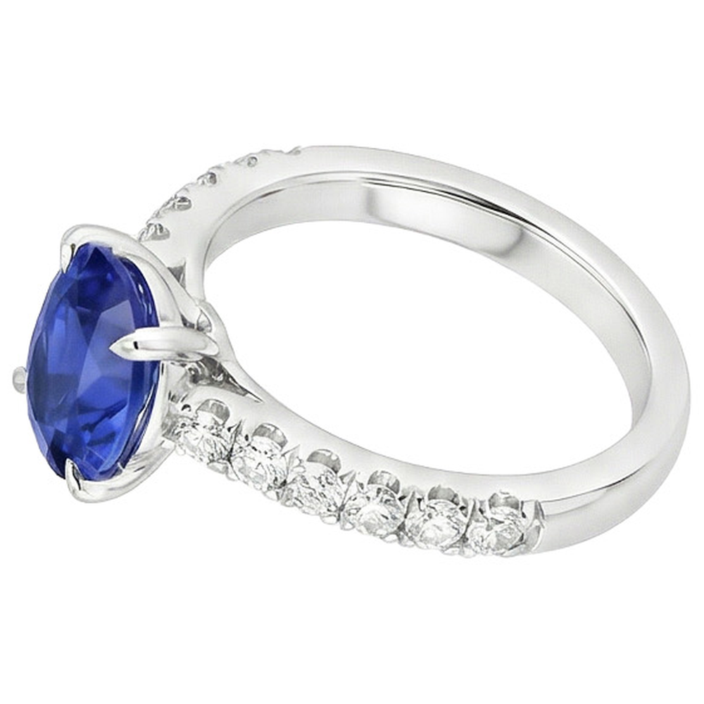 natural round sapphire 4ct ring profile view