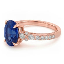 Solitaire Ring With Pear Natural Earth Mined DIAMOND ( NOT LAB GROWN ) Accents Oval Ceylon Sapphire 4 Carats