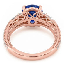 Solitaire Ring With Pear Natural Earth Mined DIAMOND ( NOT LAB GROWN ) Accents Oval Ceylon Sapphire 4 Carats