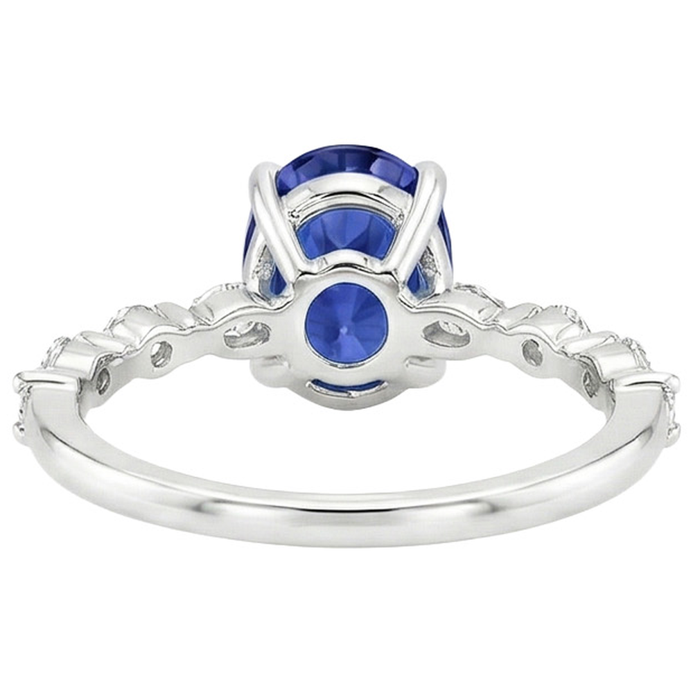 natural round sapphire 4ct ring top view