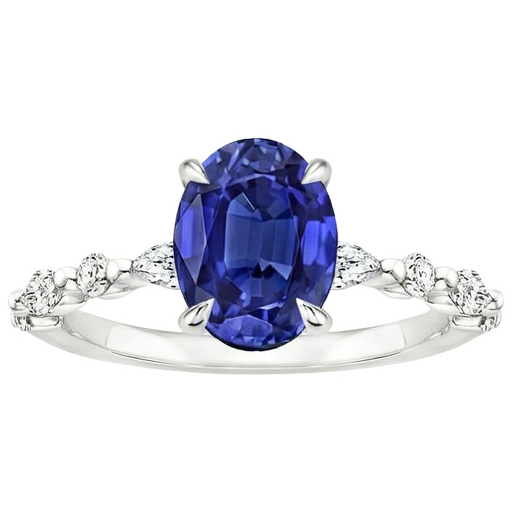 natural round sapphire 4ct ring profile view