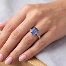Solitaire Ring With Side Stones Blue Sapphire & Natural Earth Mined Diamond 4 Carats