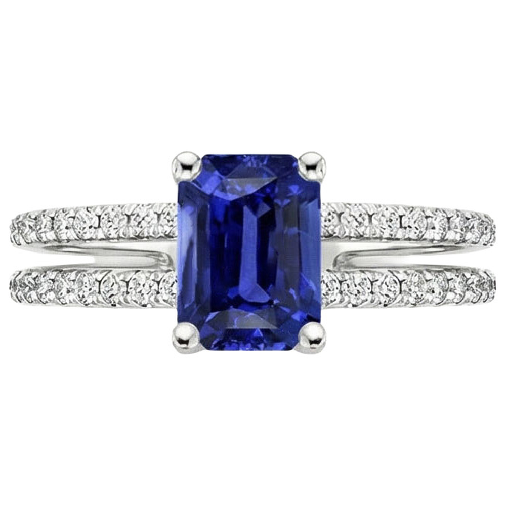 natural round sapphire 4.50ct ring profile view