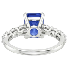 Solitaire Ring with Accents Blue Sapphire & Natural Earth Mined Diamond 4 Carats