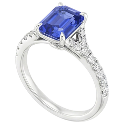 Natural Sapphire Ring 4ct - White Gold 14K