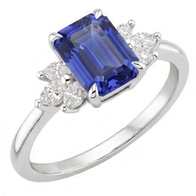 Solitaire Ring with Accents Sri Lankan Sapphire & Pear Stone 4 Carats
