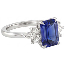 Solitaire Ring with Accents Sri Lankan Sapphire & Pear Stone 4 Carats