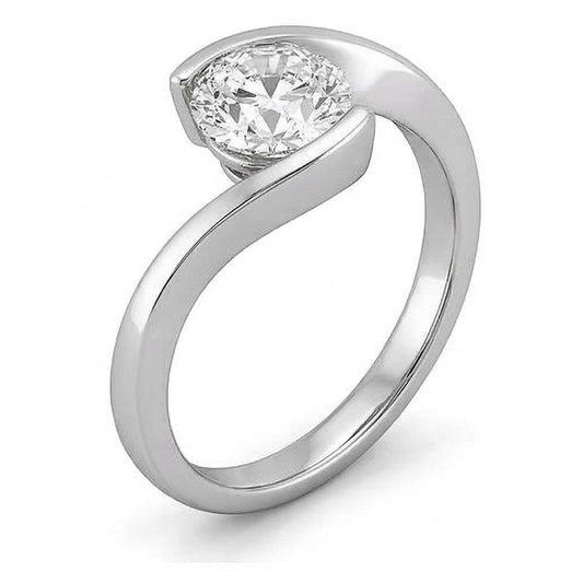 Solitaire Round 1.25 Carats Natural Earth Mined Diamond Wedding Ring White Gold 14K