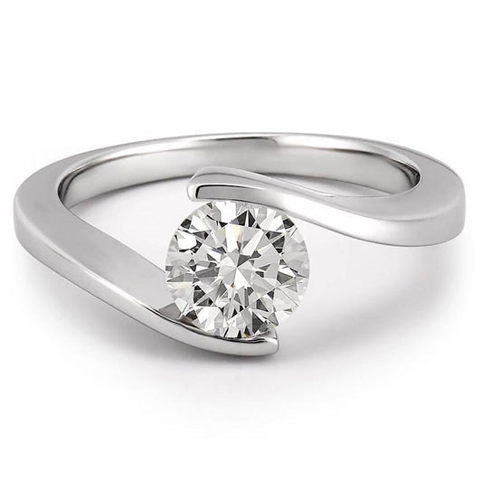 Solitaire Round 1.25 Carats Genuine Diamond Wedding Ring White Gold 14K