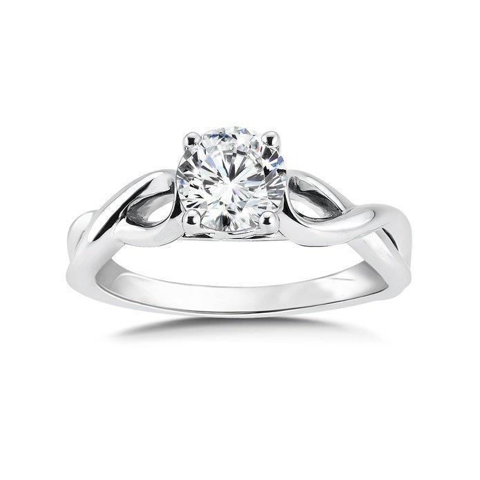 Solitaire Round 2 Carats Real Diamond Engagement Ring White Gold 14K