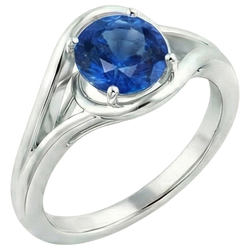 Solitaire Round Blue Sapphire Ring Prong Set Split Shank Gold 2 Carats