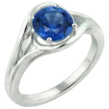 Solitaire Round Blue Sapphire Ring Prong Set Split Shank Gold 2 Carats