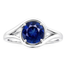 Solitaire Round Blue Sapphire Ring Prong Set Split Shank Gold 2 Carats
