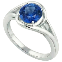 Solitaire Round Blue Sapphire Ring Prong Set Split Shank Gold 2 Carats