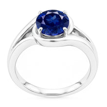 Solitaire Round Blue Sapphire Ring Prong Set Split Shank Gold 2 Carats