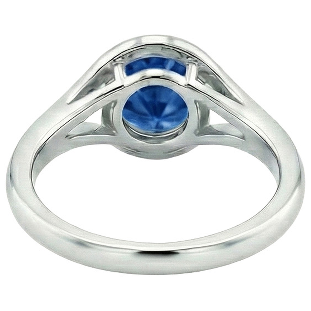 Solitaire Round Blue Sapphire Ring Prong Set Split Shank Gold 2 Carats