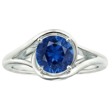Solitaire Round Blue Sapphire Ring Prong Set Split Shank Gold 2 Carats