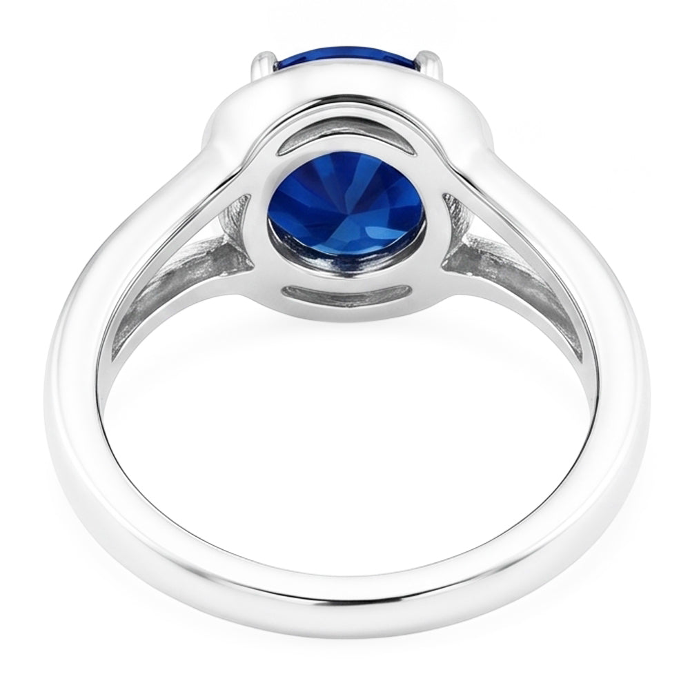 Solitaire Round Blue Sapphire Ring Prong Set Split Shank Gold 2 Carats