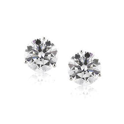 Solitaire Round Cut 1 Carat Natural Diamond Stud Earring 14K White Gold