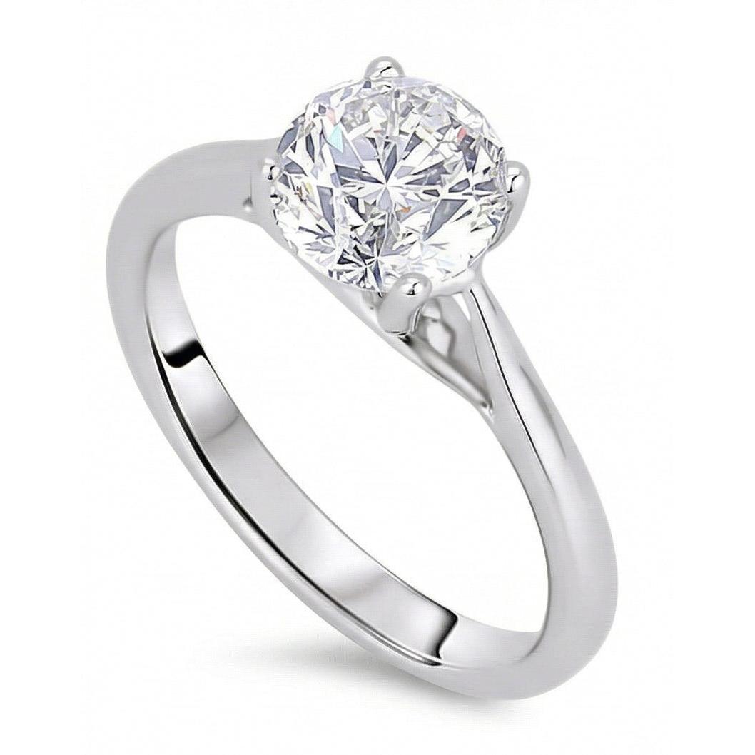 natural round diamond 2ct ring side angle