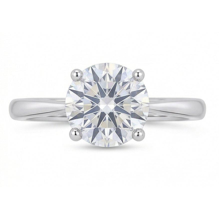 natural round diamond 2ct ring close up detail