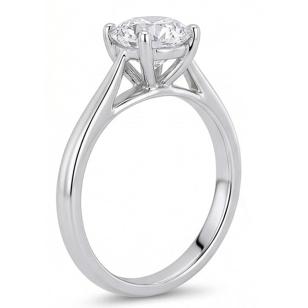 natural round diamond 2ct ring profile view