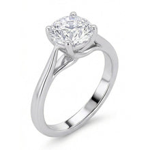 natural round diamond 2ct ring on white background