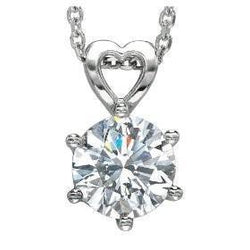 Solitaire Round Cut Natural Diamond Pendant 1.75 Carats White Gold Jewelry